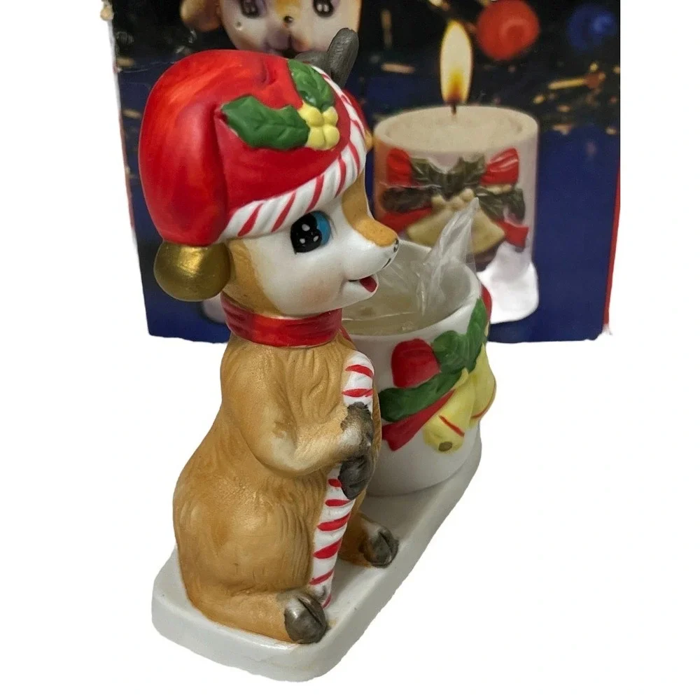 Vintage Fine Porcelain Christmas Deer Candle Holder Walgreens Holiday Decorative